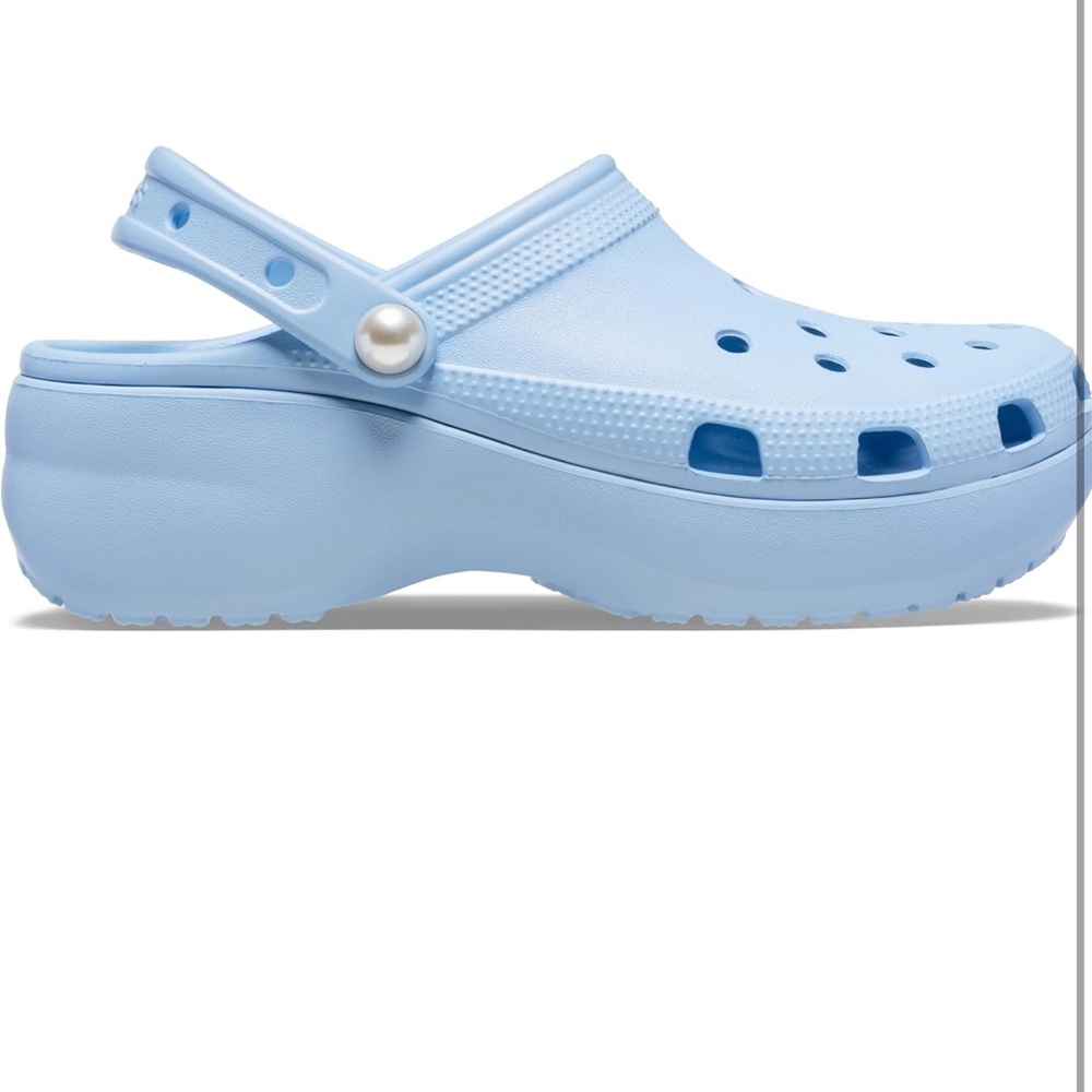 NWOT Crocs Women's Sz 11 Classic Platform Clog, blue calcite w/ faux pearl rivet - Picture 8 of 10
